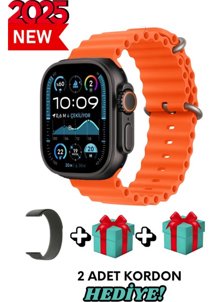 Apple iPhone 15 Uyumlu Akıllı Saat Watch Ultra2 49MM Kordon Hediyeli - Son Versiyon