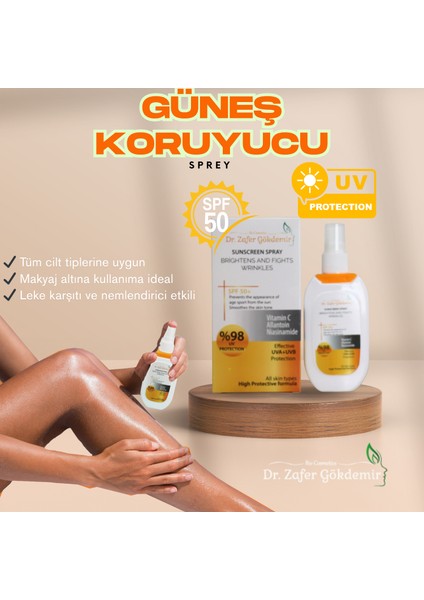 Dr Zafer Gökdemir Güneş Koruyucu Sprey Spf 50 - Yüksek Koruma, Kolay Uygulama, Tüm Cilt Tipleri Için