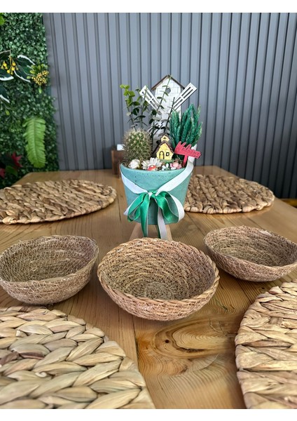 Dekoratif Doğal Hasır Mini Sepet 13 cm 3’lü fiyatları