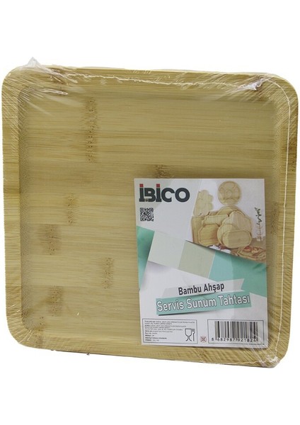 Kare Ahşap Bambu Servis Sunum Tepsi - Tahtası Mini Tepsi 20 x 20 x 1.4cm (3791)