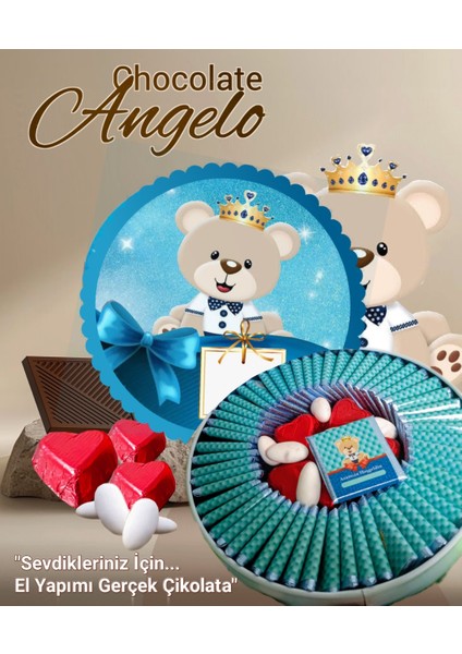 Angelo 500 gr Hediyelik Metal Kutusunda Erkek Bebek Çikolatası