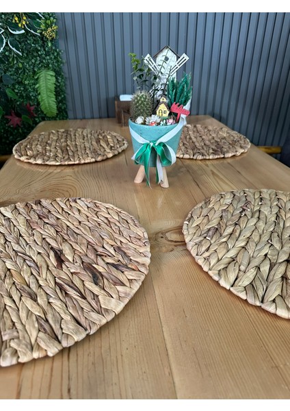 Doğal Su Sümbülü Örgü Amerikan Servis – 35 cm 2'li modelleri