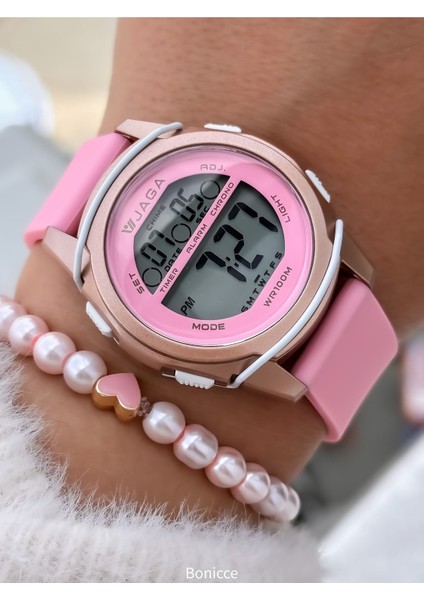 Marka Havuz Deniz Kullanım Pembe Silikon Kordon Kız Çocuk Kol Saati Bileklik Hediyeli modelleri