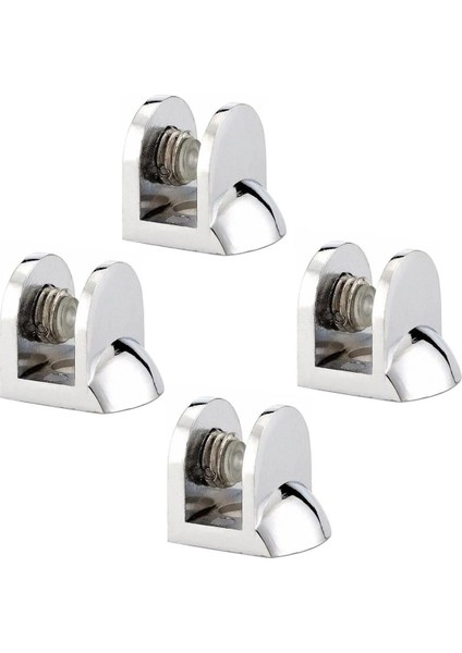 Metal Cam Raf Tutucu Cam Etejer Tırnak Lüx Menteşesi Krom Metal Vidalı 12 mm (4 Adet)