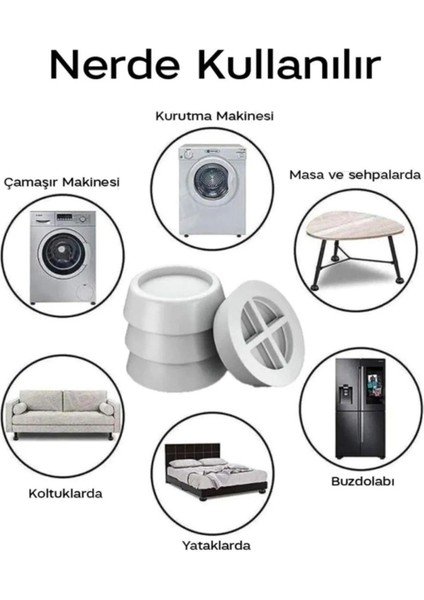 Çamaşır Bulaşık Makinası Beyaz Eşya Titreşim Önleyici Yükseltici Ayağı Altlığı Ayakları 4 Adet modelleri