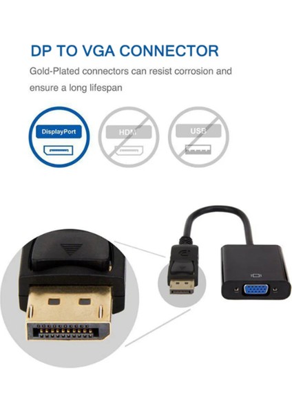 Displayport Dp VGA Adaptör Kablosu Erkek Dp Erkek VGA Dönüştürücü Pc Dizüstü Hdtv Monitör Için 1080P 3D Full Hd Görüntü Çevirici Cabble