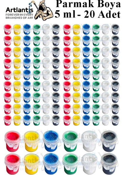 Parmak Boya 5 ml 6 Renk 20 Paket Mini Küçük Parmak Boya Etkinlik Boyama Boyası Su Bazlı Resim Okul Öncesi Kreş Anasınıfı