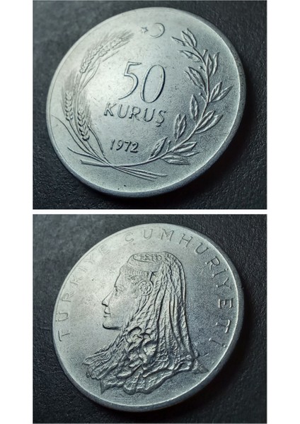 39963682CF8CAC7741 1972 Akmonital 50KURUŞ Ççt+/ça Eski Madeni Para