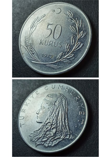 39963682CFA46967A8 1977 Akmonital 50KURUŞ Ça/çil Eski Madeni Para