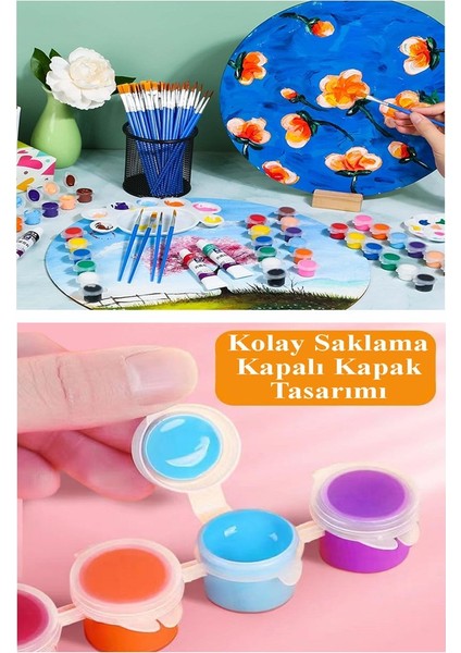 Akrilik Boya 3 ml 6 Renk Resim Fırçası 5 Paket Mini Küçük Akrilik Boya Taş Ahşap Seramik Tuval Alçı Tuval Etkinlik modelleri