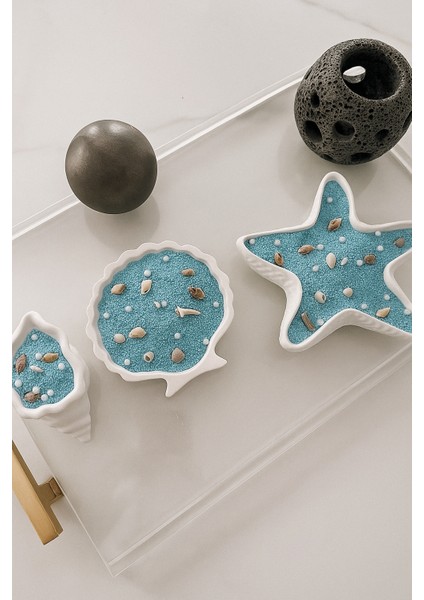 Inci Tozlu Dekoratif Deniz Temalı Alçı Kokulu Mum Seti Çok Renkli 3'lü El Yapımı fiyatları