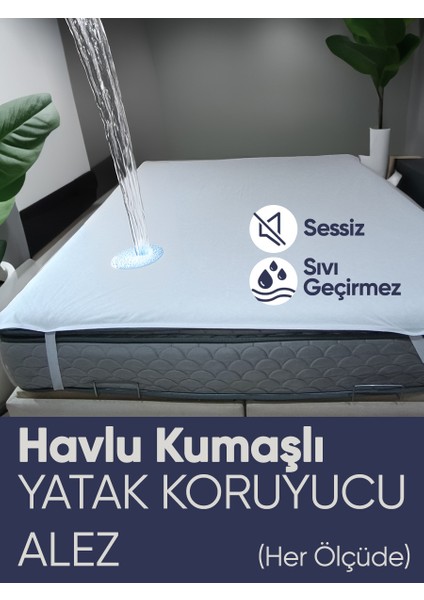 Sıvı Geçirmez Dört Köşe Lastikli Yatak Koruyucu Havlu Alez 150x200