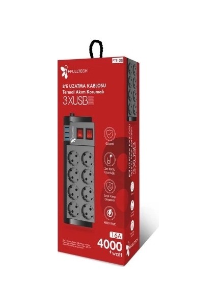 Ftr-08 8’li Termal Akım Korumalı Priz modelleri