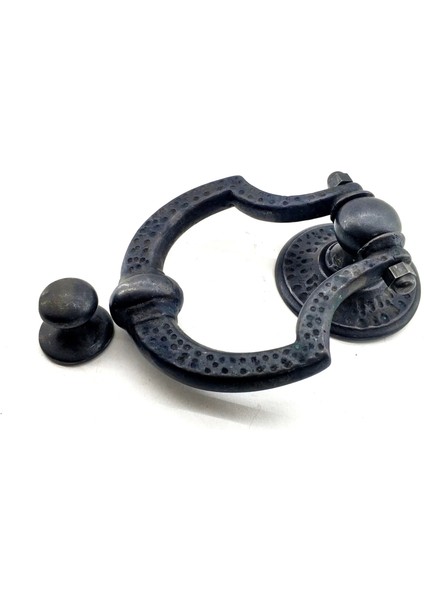 Antika Tarz Dekoratif Pirinç Dövme Kapı Tokmağı, Taktak - 150X105 Mm, Oksit