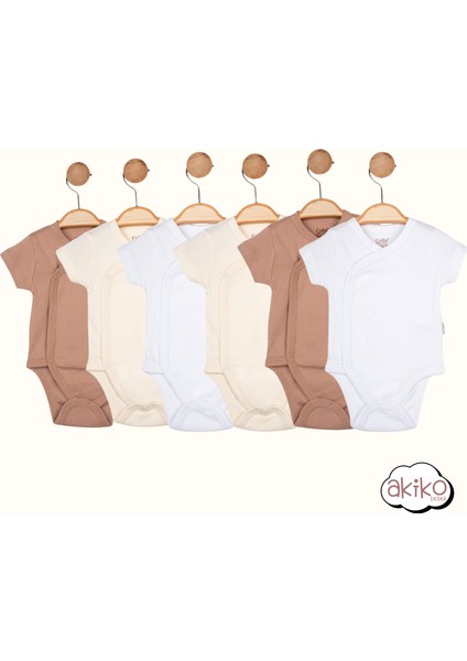 5'li Kruvaze Yarım Kol Bebek Badi , %100 Organik Kumaş Unisex Yeni Doğan Bebek Giyim , Erkek Bebek Giyim , Kız Bebek Giyim