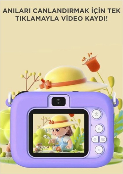 Mini 1080P Hd Çocuk Kamera Dijital Fotoğraf Makinesi 2.0 Inç Ekran 5 Adet Oyun Mor modelleri