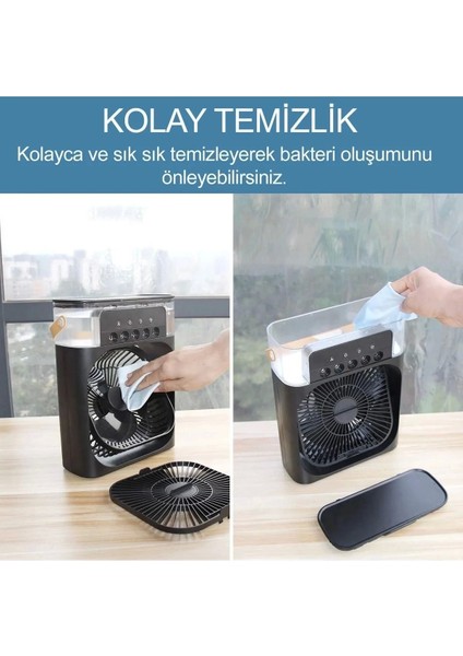 Taşınabilir Işıklı 5 Spreyli Vantilatör Buzlu Buharlı Vantilatör Mini Fan Nemlendirici indirimleri