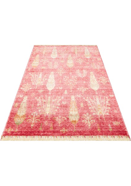 Zara ZR 08 Kırmızı Autumn Özel Tezgah Kolay Temizlenebilir Hav Bırakmayan Otantik Modern Uşak Halısı