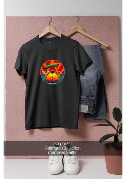 Oversize Compact Disc LED Zeppelin Tasarımlı Unisex T-Shirt