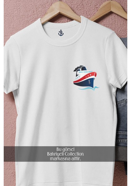 Oversize Blue And White Cruise Ship Cep Tasarımlı Unisex T-Shirt fiyatları