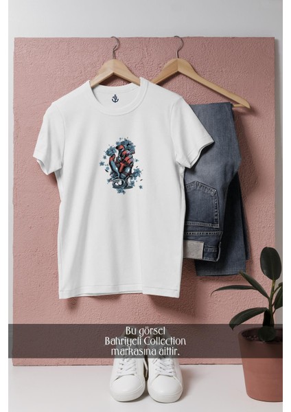 Oversize Human Hand Illustration With Flowers Tasarımlı Unisex T-Shirt