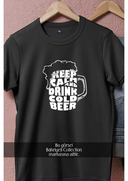 Oversize Sakin Ol ve Soğuk Bira Iç Tasarımlı Unisex T-Shirt modelleri