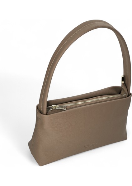 Kadın Basic Tek Saplı Fermuarlı Baget El ve Omuz Çantası 27X15X7 cm