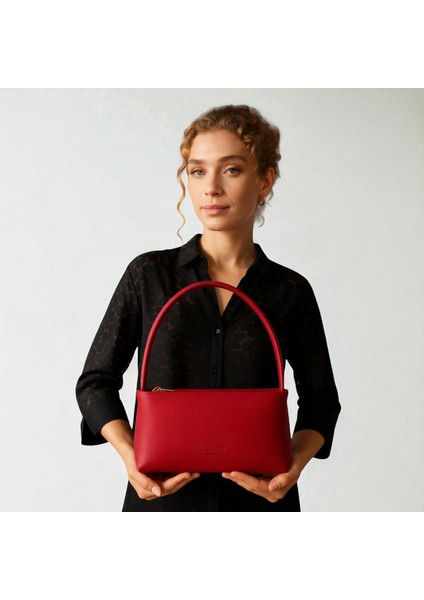 Kadın Basic Tek Saplı Fermuarlı Baget El ve Omuz Çantası 27X15X7 cm