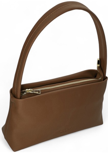 Kadın Basic Tek Saplı Fermuarlı Baget El ve Omuz Çantası 27X15X7 cm