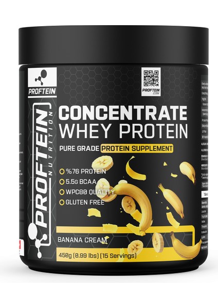 Whey Concentrate Protein 450 gr 15 Servis Muz Aromalı