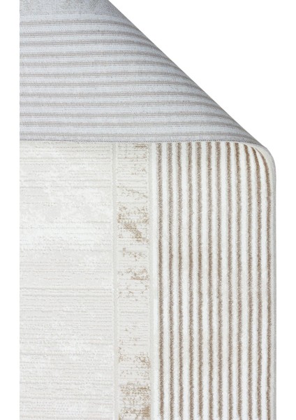 Lagos XW LGS 22 Krem Gri - Yıkanabilir Hav Vermez Modern Desenli Halı