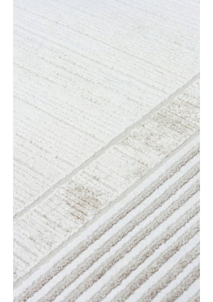 Lagos XW LGS 22 Krem Gri - Yıkanabilir Hav Vermez Modern Desenli Halı