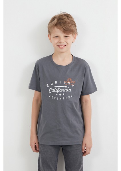 %100 Pamuk Önü ve Arkası Yazı Baskılı Erkek Çocuk Tişört fiyatları