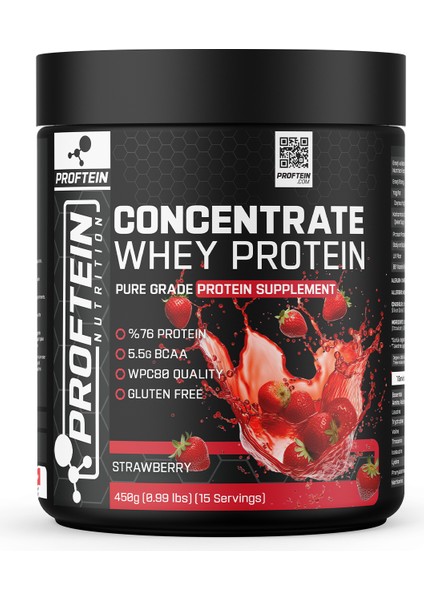 Whey Concentrate Protein 450 gr 15 Servis Çilek Aromalı