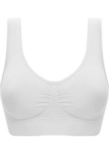 Beyaz Dikişsiz Kadın Pedli Sütyen Korse - 704