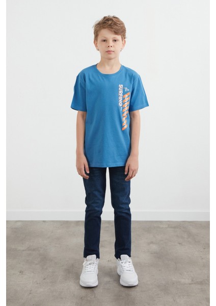 %100 Pamuk Adventure Yazı Baskılı Erkek Çocuk Tişört fırsatları