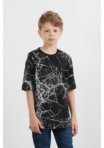 Şimşek Baskılı Bisiklet Yaka Erkek Çocuk Tişört