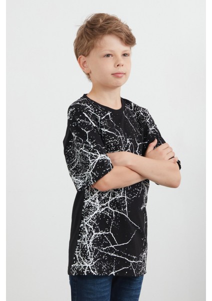 Şimşek Baskılı Bisiklet Yaka Erkek Çocuk Tişört fiyatları