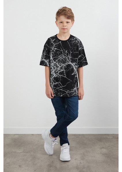 Şimşek Baskılı Bisiklet Yaka Erkek Çocuk Tişört modelleri