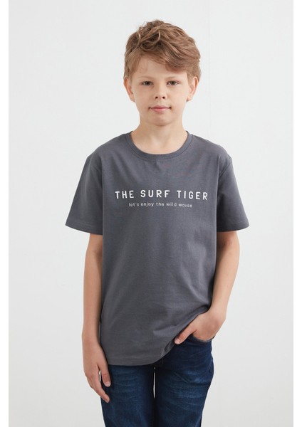%100 Pamuk The Surf Tiger Baskılı Erkek Çocuk Tişört