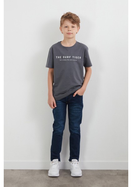 %100 Pamuk The Surf Tiger Baskılı Erkek Çocuk Tişört modelleri