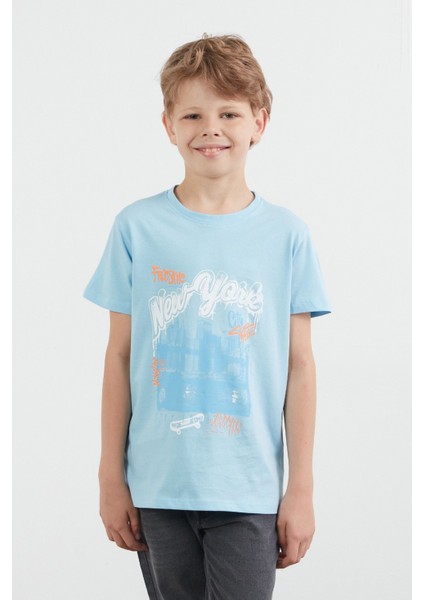 %100 Pamuk New York Baskılı Erkek Çocuk Tişört