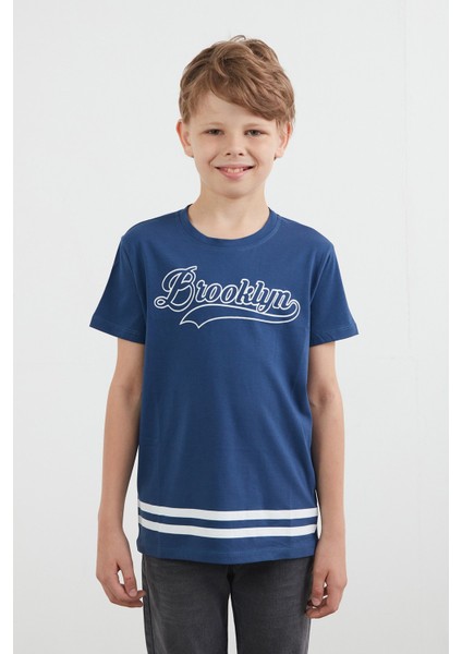 %100 Pamuk Brooklyn Baskılı Erkek Çocuk Tişört