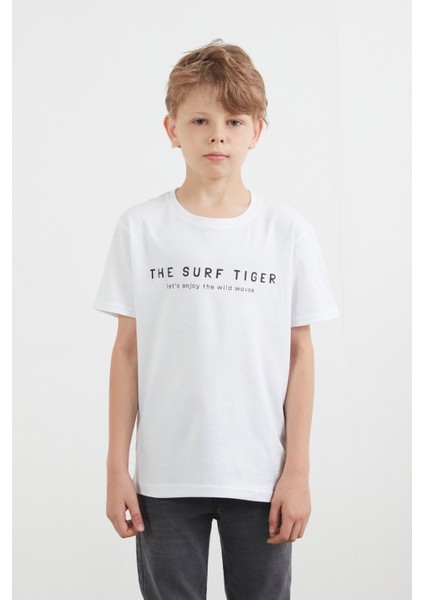 %100 Pamuk The Surf Tiger Baskılı Erkek Çocuk Tişört
