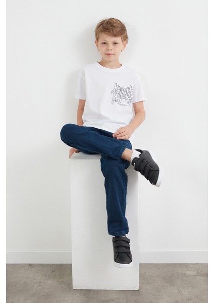 %100 Pamuk Yazı Baskılı Erkek Çocuk Tişört fırsatları