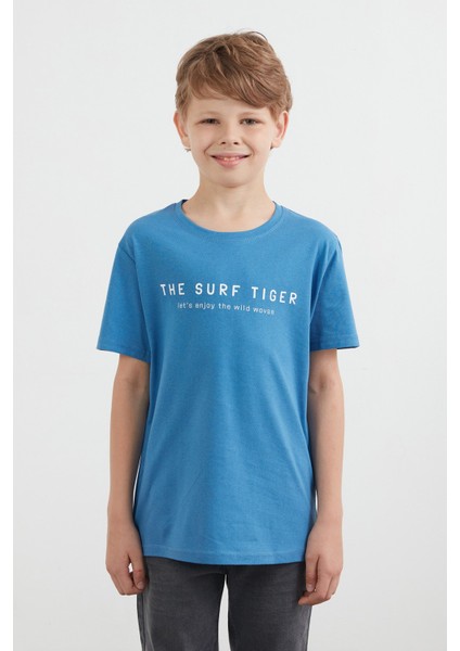 %100 Pamuk The Surf Tiger Baskılı Erkek Çocuk Tişört