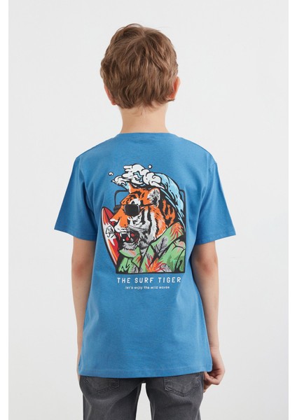%100 Pamuk The Surf Tiger Baskılı Erkek Çocuk Tişört modelleri