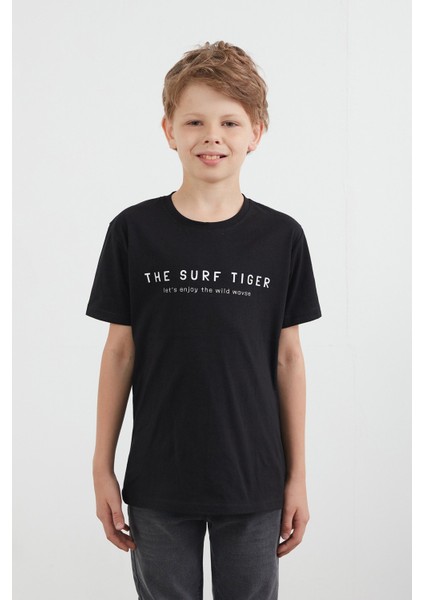 %100 Pamuk The Surf Tiger Baskılı Erkek Çocuk Tişört
