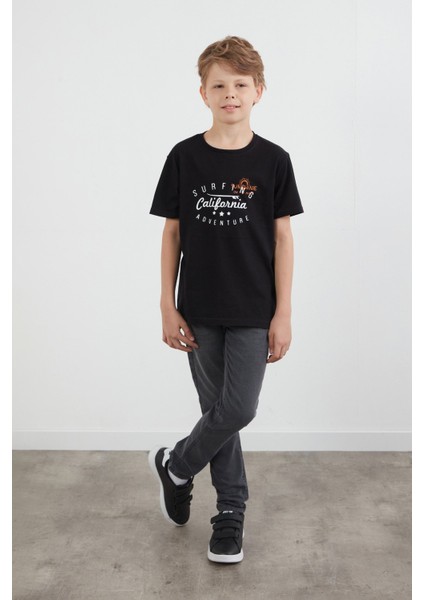 %100 Pamuk Önü ve Arkası Yazı Baskılı Erkek Çocuk Tişört modelleri