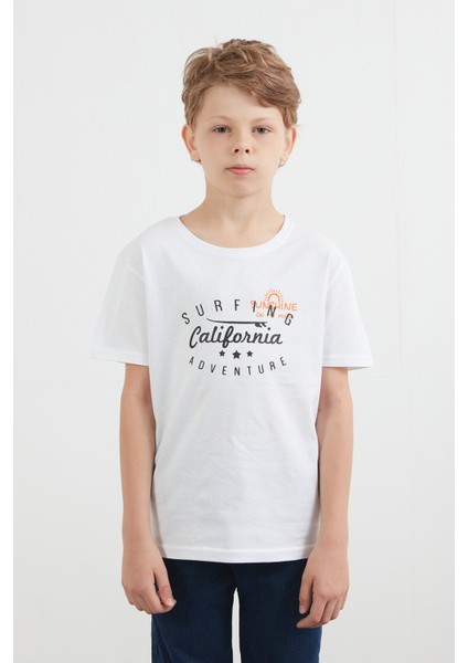 %100 Pamuk Önü ve Arkası Yazı Baskılı Erkek Çocuk Tişört fiyatları